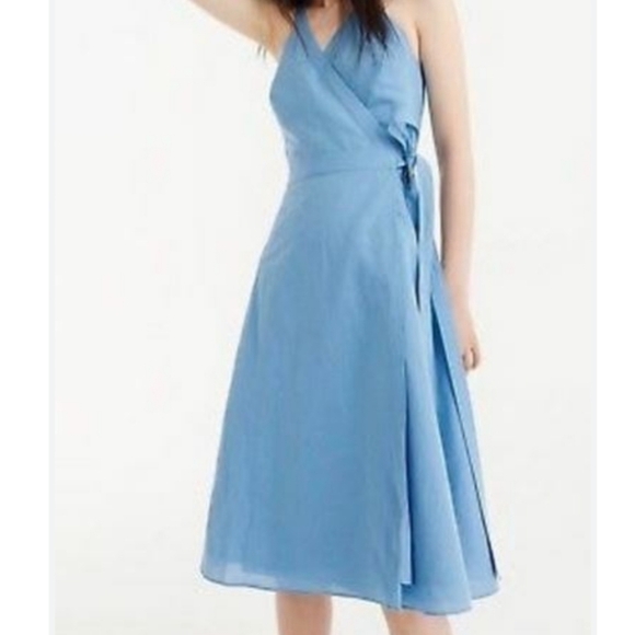 J. Crew Blue Midi Sundress with Halter Neckline and Sleeveless Design - Picture 2 of 8
